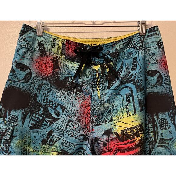 Vans Off The Wall Board Short Mens 32 Multicolor Graffiti Print Swim Skate Surf - Picture 3 of 11